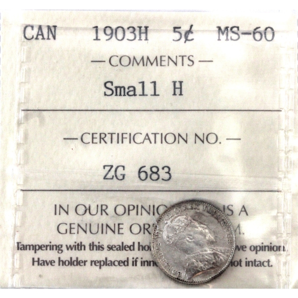 5-cent 1903H Small H ICCS MS60