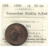 Image 1 : 1-cent 1888 Repunched Middle 8 ICCS MS64 Red