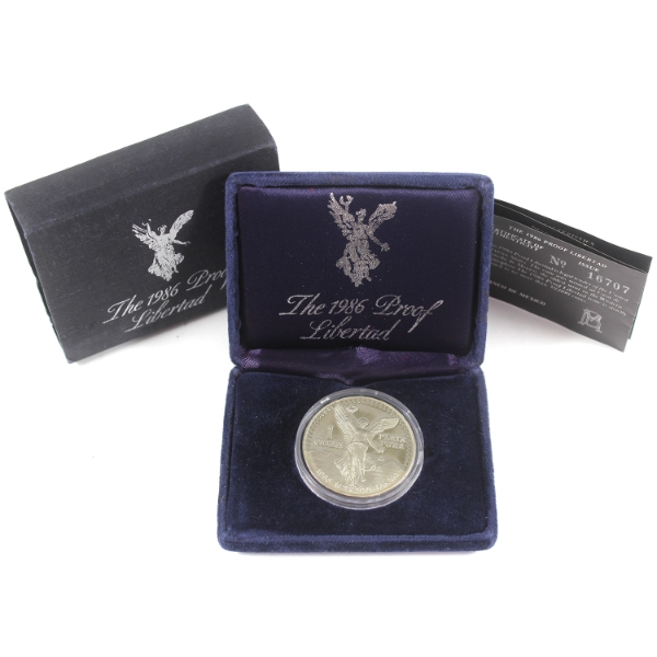 Mexico Silver 1986 Libertad 1oz .999 Fine Silver Coin (Tax Exempt)