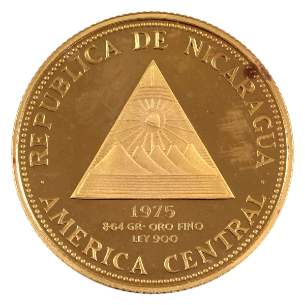 Nicaragua Gold 1975 1000 Cordobas USA Bicentennial Gold Proof Coin