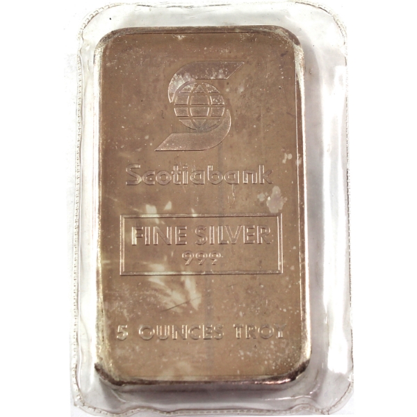 5oz Johnson Matthey Vintage Scotiabank .999 Silver Bar, SN: 002191. Mintage of <500!
