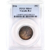 Image 1 : 25-cent 1936 Bar PCGS MS64. Rolling lustre beneath gold and indigo hues
