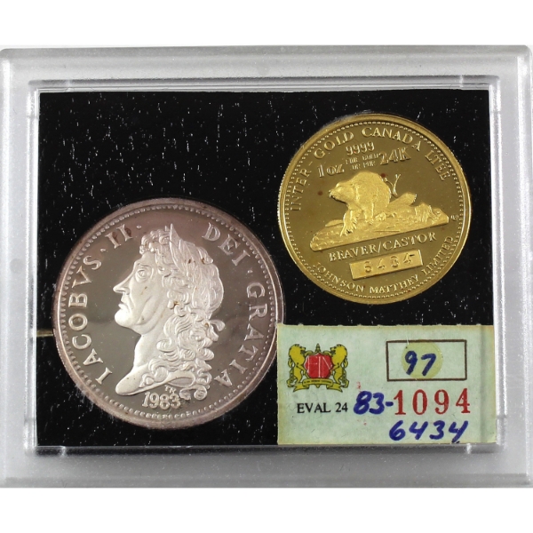 1oz Johnson Matthey 1983 Silver & Gold Beaver/Castor 2-Coin Set (Tax Exempt)