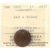 Image 1 : 1-cent 1925 ICCS MS62 Red & Brown