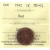 Image 1 : 1-cent 1942 ICCS MS65 Red