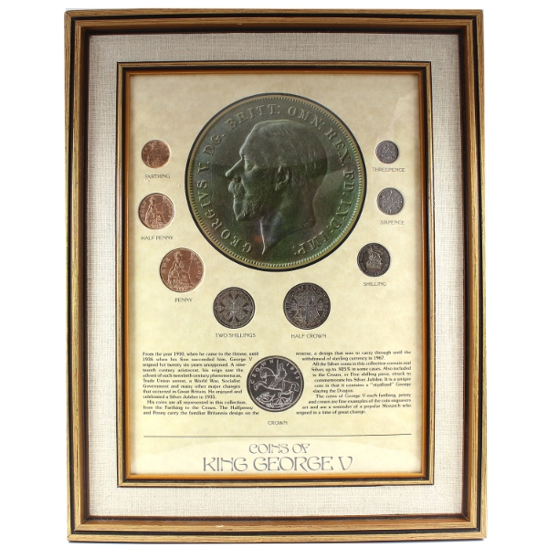 Coins of King George V 9-Coin Set in Wooden Frame