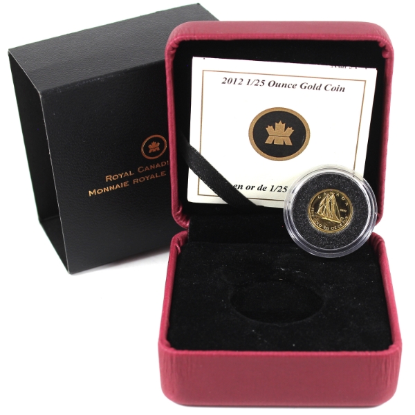 2012 50-cent The Bluenose 1/25oz .9999 Fine Gold Coin (tax Exempt)