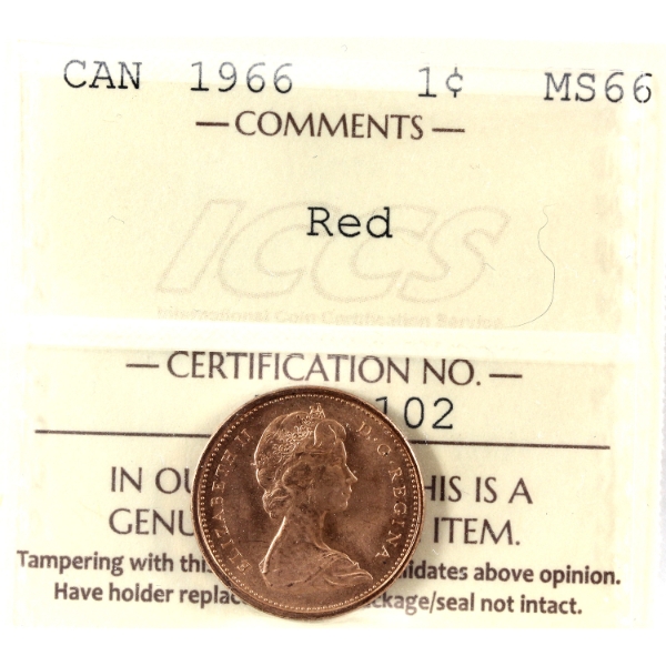 1-cent 1966 ICCS MS66 Red