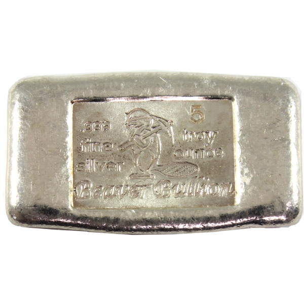 5oz Beaver Bullion .999 Fine Silver Bar (Tax Exempt)