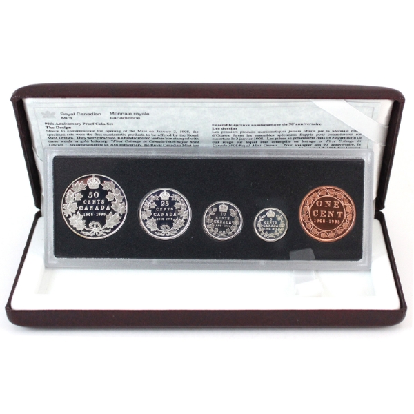 1908-1998 Canada Commemorative Antique Finish Sterling Silver Proof Set
