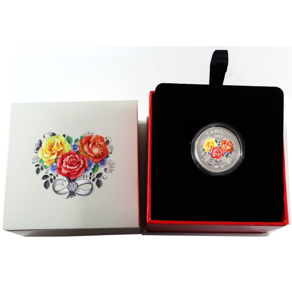 2019 $3 Celebration of Love Fine Silver Coin w/ Swarovski Crystal & Selective Colour