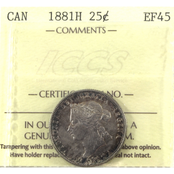 25-cent 1881H ICCS EF45