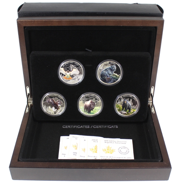 2016 $20 Majestic Animals 5-coin Set with Deluxe Case (Tax Exempt)