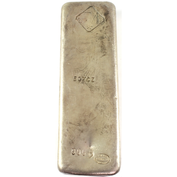 50oz Johnson Matthey Canada .999+ Silver Bar. Rare; Mintage of <50! (Tax Exempt)