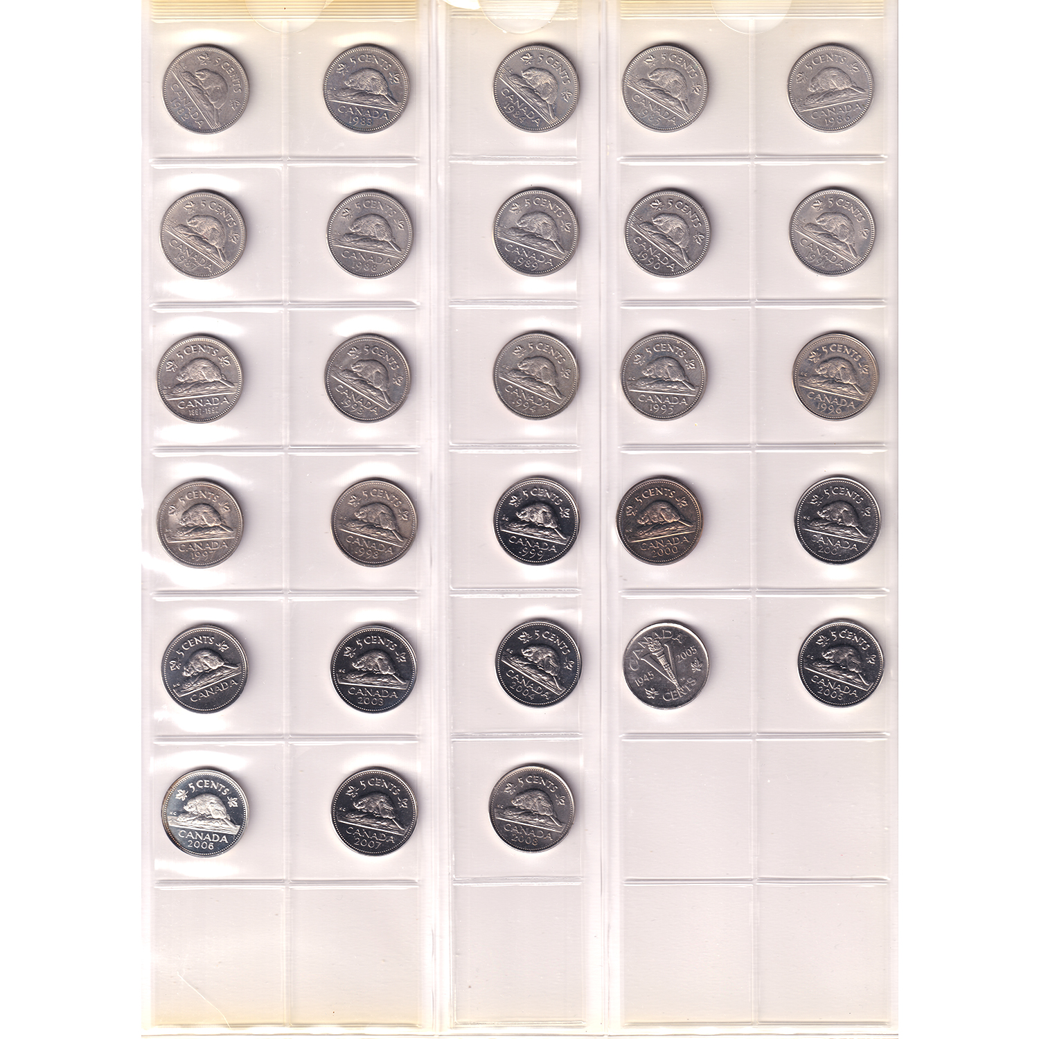 1-cent, 5-cent & 10-cent 1882-2008 Bulk Collection in 3 Ring Binder. 121pcs