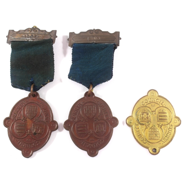 1903-1904 Surrey County Council Education Committee Attendance Medals. 3pcs