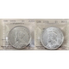 Silver $1 1935 Dbl Voyageur MS64 & Dbl XXV AU50 ICCS. 2pcs.