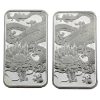 Image 1 : 2x 1oz Australia 2022 .9999 Fine Silver Dragon Bars. 2pcs (Tax Exempt) 