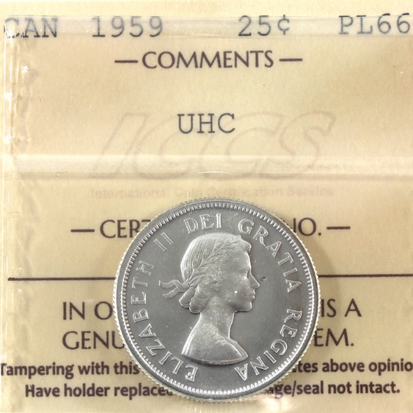 25-cent 1959 ICCS PL66 Ultra Heavy Cameo
