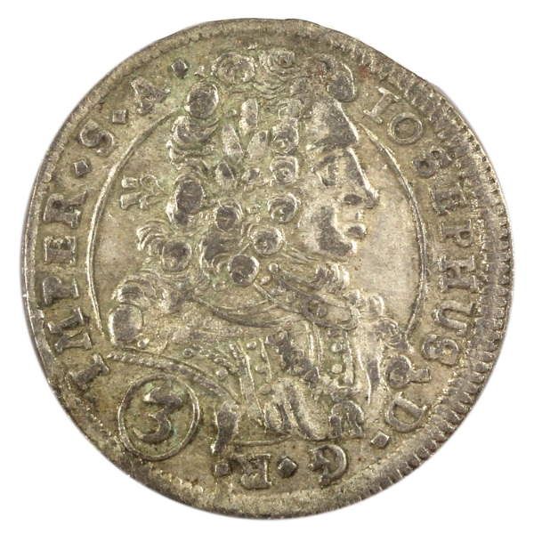 Austria Silver 1711BW 3 Kreuzer Joseph I EF-AU