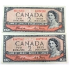 Image 1 : 2x BC-30a 1954 $2 Devil's Face Coyne-Towers SN: A/B0077865 & A/B0397263. 2pcs. 