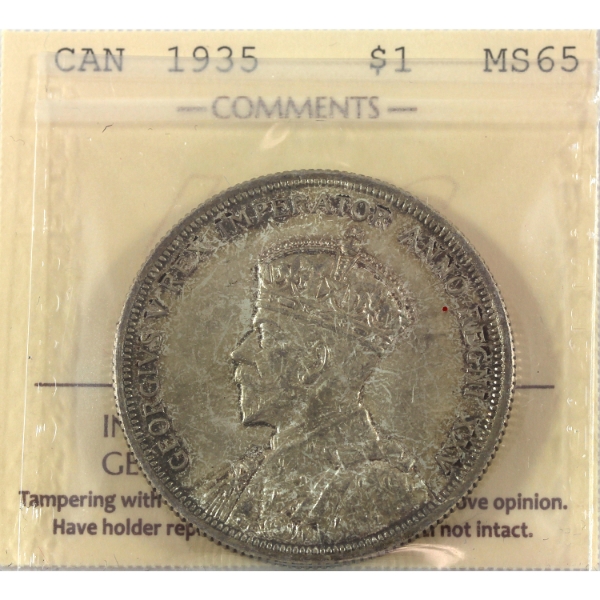 Silver $1 1935 ICCS MS65
