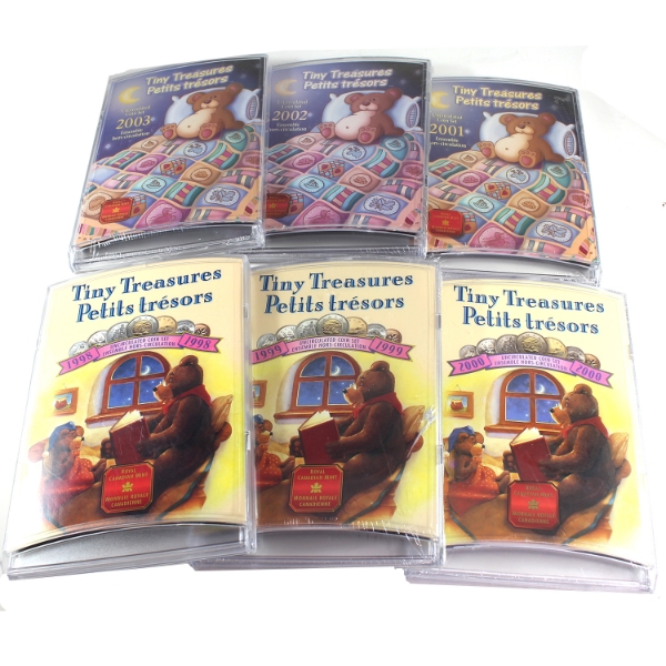 1998, 1999, 2000, 2001, 2002 & 2003 Tiny Treasures Uncirculated Coin Sets. 6 sets. 