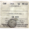 Image 1 : 5-cent 1901 ICCS MS62