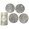 Image 1 : 5x 1oz Aztec .999 Fine Silver Rounds & Bar. 5pcs. (Tax Exempt)