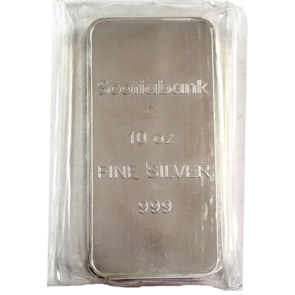 10oz Scotiabank .999 Fine Silver Bar, Sealed (Tax Exempt)