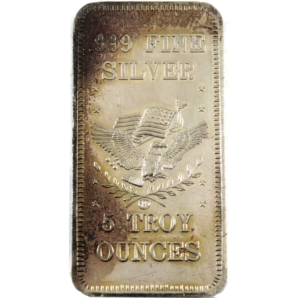 5oz American Precious Metals Vintage .999 Silver Bar, SN Absent as Issued (Tax Exempt)