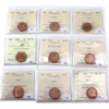 Image 1 : 1-cent 1960, 1962, 1963, 1964, 1965 LB B5, 1966, 1967, 1968 & 1969 ICCS MS65 Red. 9pcs
