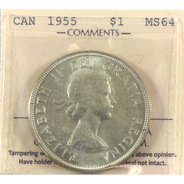 Silver $1 1955 ICCS MS64 