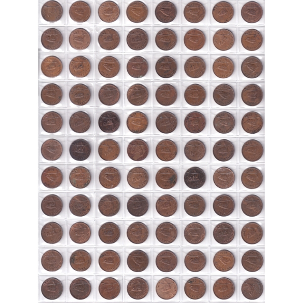 Group Lot of Great Britain 1938-1955 Farthings in Coin Binder Sheet. 88pcs.