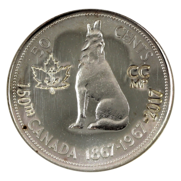 Canada 50-cent 1867-1967-2017 Counter-Stamped Leaf & Anchor Silver Comm. the 150th Ann. of Canada