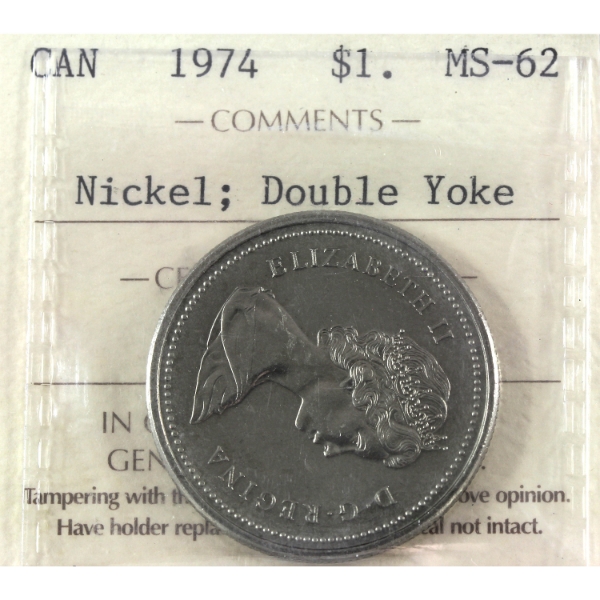 Nickel $1 1974 Double Yoke ICCS MS62