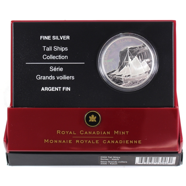 2006 $20 Tall Ships Collection - The Ketch Fine Silver Coin w/ Holographic Element (Tax Exempt)