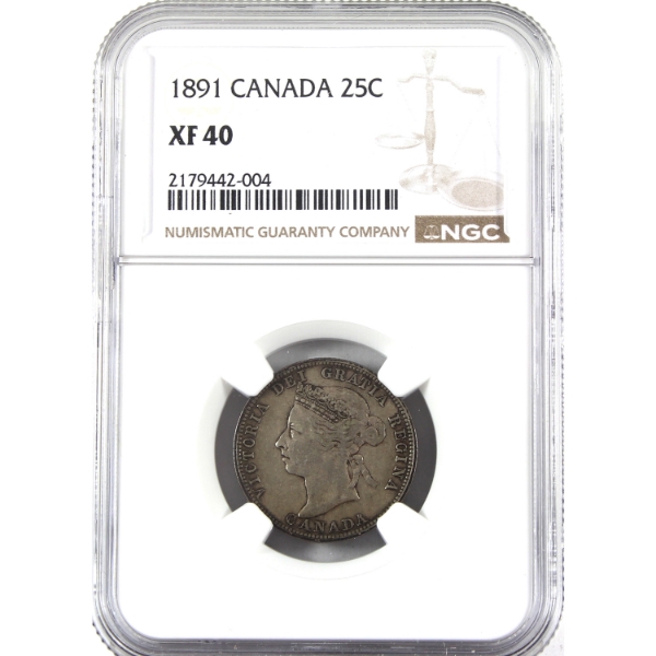 25-cent 1891 NGC EF40