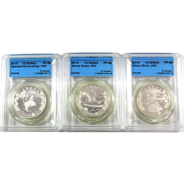 2015 $10 Canoe Across Canada 1/2oz .9999 Fine Silver 6-Coin Set, 3/6pcs CCCS PF69 (Tax Exempt)