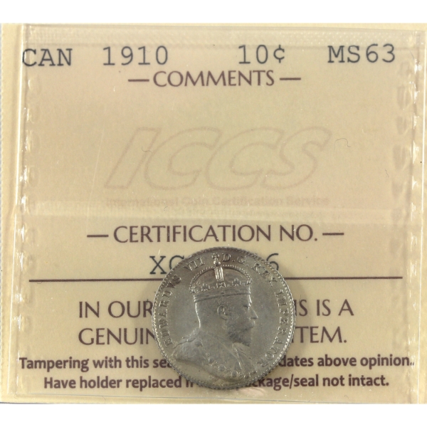 10-cent 1910 ICCS MS63
