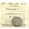 Image 1 : 10-cent 1858 Repunched 5 ICCS EF40