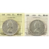 Image 1 : Silver $1 1954 & 1955 ICCS MS64. 2pcs.