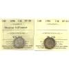 Image 1 : 10-cent 1896 Obverse 6 VF30 (cleaned) & 1901 EF40 ICCS. 2pcs.