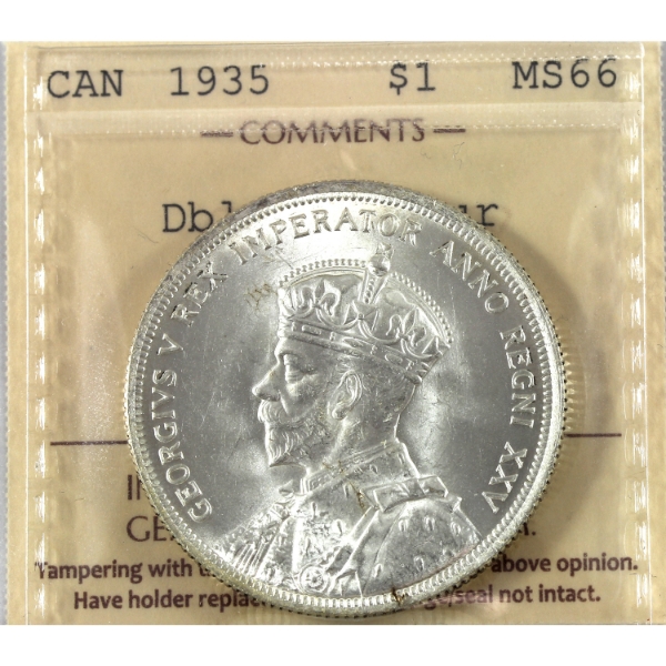 Silver $1 1935 Dbl Voyageur ICCS MS66