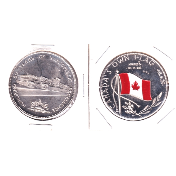 1967-1968 Canadian Anniversary Medallions Silver 38.5mm. 2pcs.
