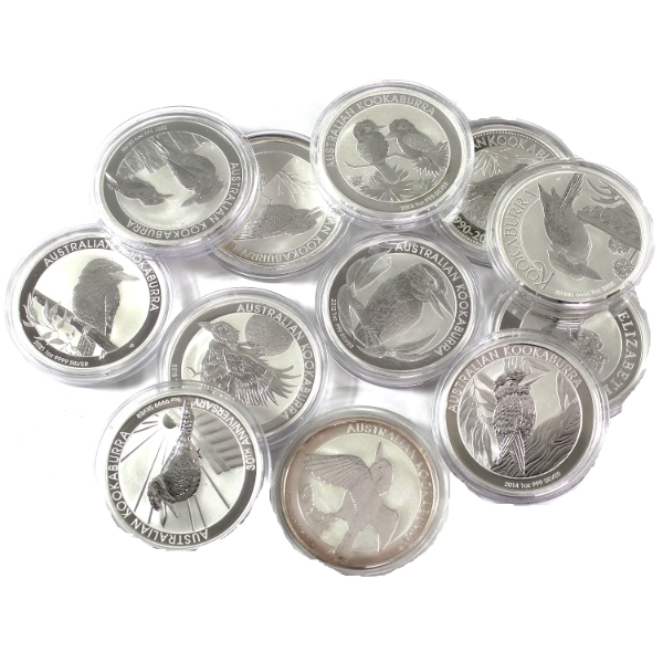 12x 1oz Australia 2011-2022 $1 Kookaburra .9999 Fine Silver Coins. 12pcs (Tax Exempt)