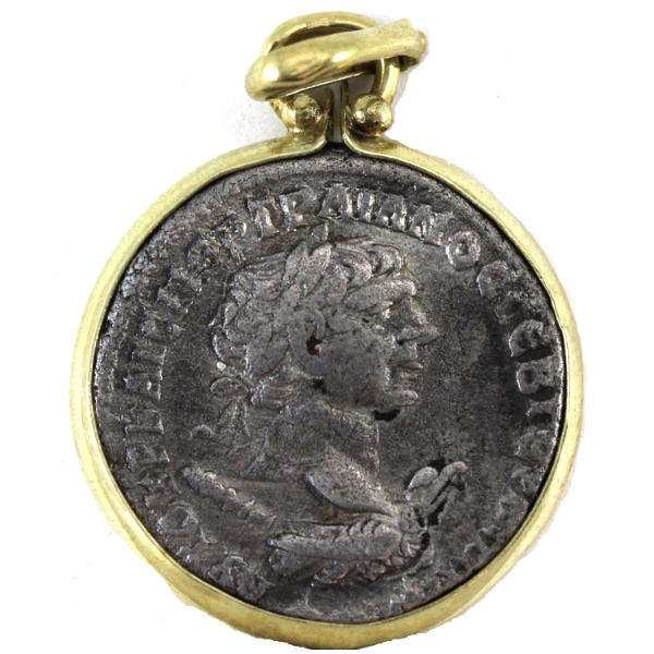 Ancient Rome-Antioch 98-117 AD Trajan Tetradrachm in 14K Bezel