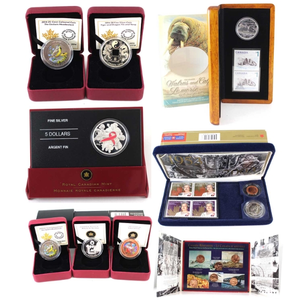 2003-2016 Bulk Collection of Mixed Denomination Coins, Stamps and Medallions. 9pcs. 