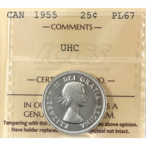 25-cent 1955 ICCS PL67 Ultra Heavy Cameo