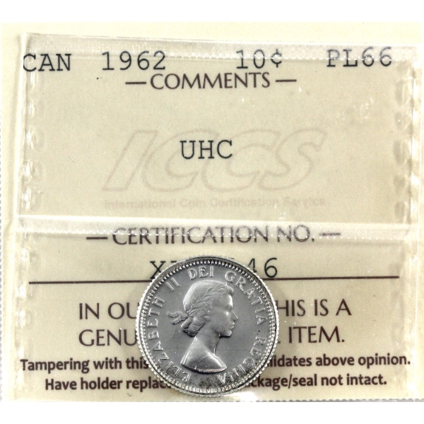10-cent 1962 ICCS PL66 Ultra Heavy Cameo